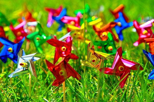 Pinwheels in green grass